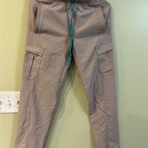 Figs Women's Khaki Joggers with Teal Drawstring